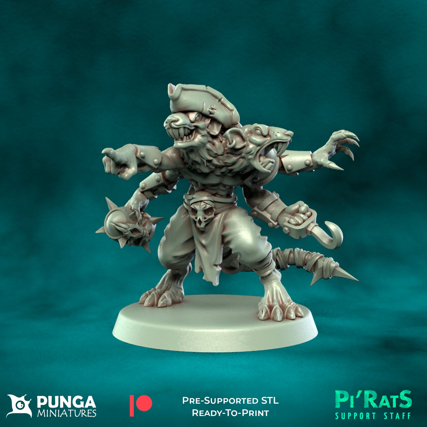 Pi'rats Support Staff - 19 High-Quality 3D Print Skaven Miniatures | Blood Fantasy Football Bowl | Punga Miniatures (Copy)