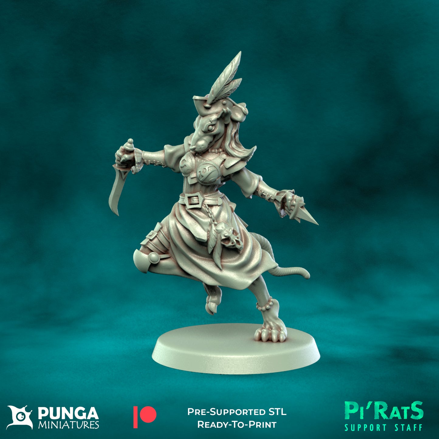 Pi'rats Support Staff - 19 High-Quality 3D Print Skaven Miniatures | Blood Fantasy Football Bowl | Punga Miniatures (Copy)