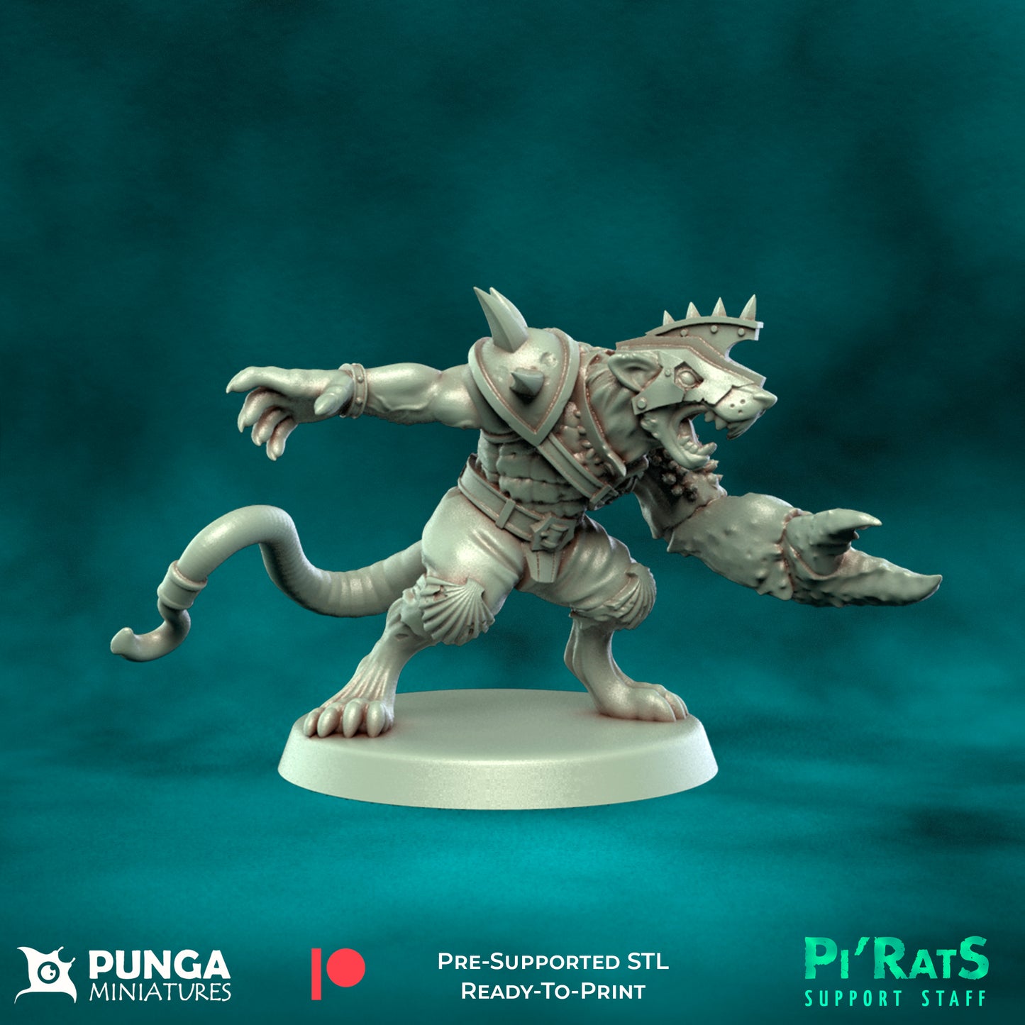 Pi'rats Support Staff - 19 High-Quality 3D Print Skaven Miniatures | Blood Fantasy Football Bowl | Punga Miniatures (Copy)