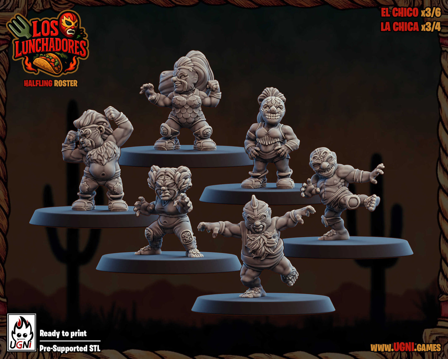 Los Lunchadores Halfling Team – 24 Miniatures High Quality Resin Blood Fantasy Football Bowl Team – UGNI Miniatures