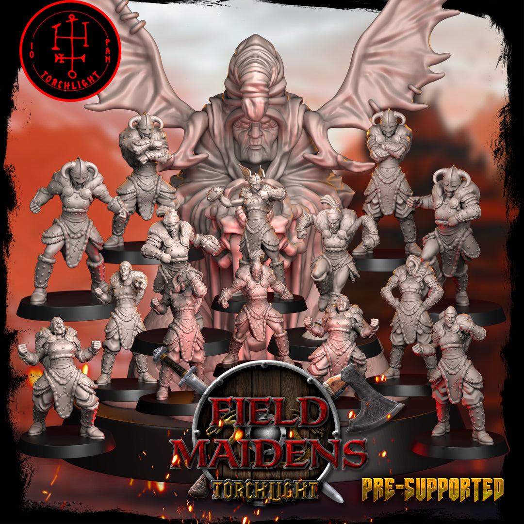 The Field Maidens Amazon Team - 15 High-Quality 3D Print Miniatures | Blood Fantasy Football Bowl | Torchlight Models