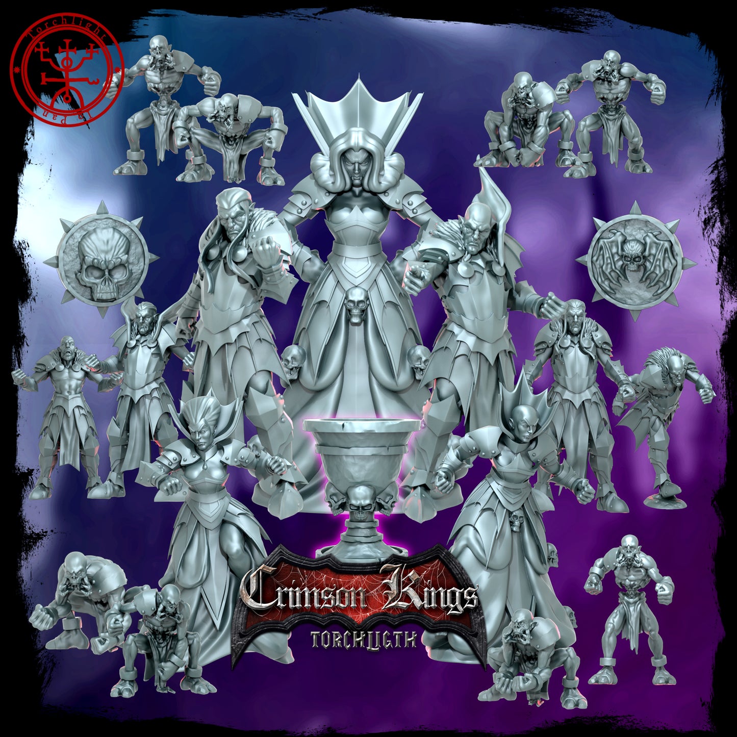 Crimson Kings Vampire Team - 17 High-Quality 3D Print Miniatures | Blood Fantasy Football Bowl | Torchlight Models