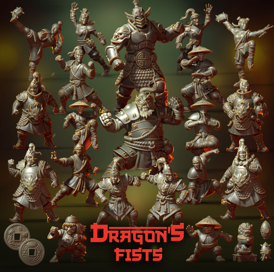 Dragon's Fists Human Team - 20 High-Quality 3D Print Miniatures | Blood Fantasy Football Bowl | Punga Miniatures