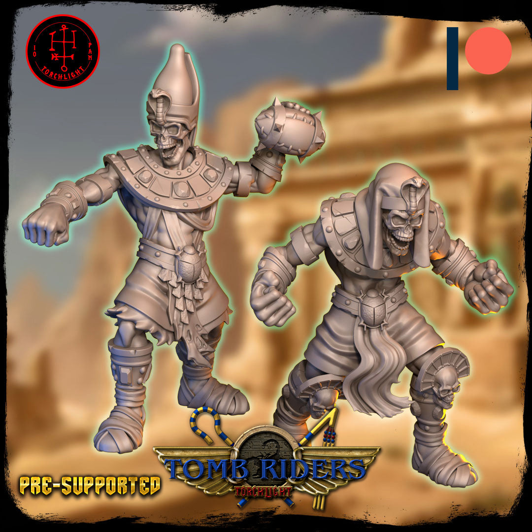 Tomb Riders Team - 13 High-Quality 3D Print Khemri Undead Tomb Kings Miniatures | Blood Fantasy Football Bowl | Torchlight Models