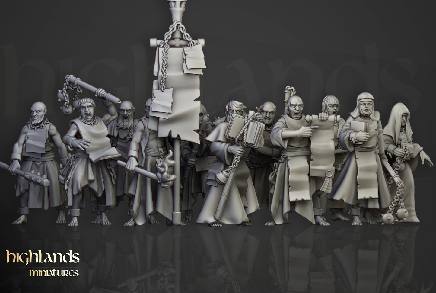 Fanatical Zealots – Human Cultist Warband Miniatures by Highlands Miniatures | 3D Printed for Mordheim, Frostgrave & Fantasy Skirmish Games