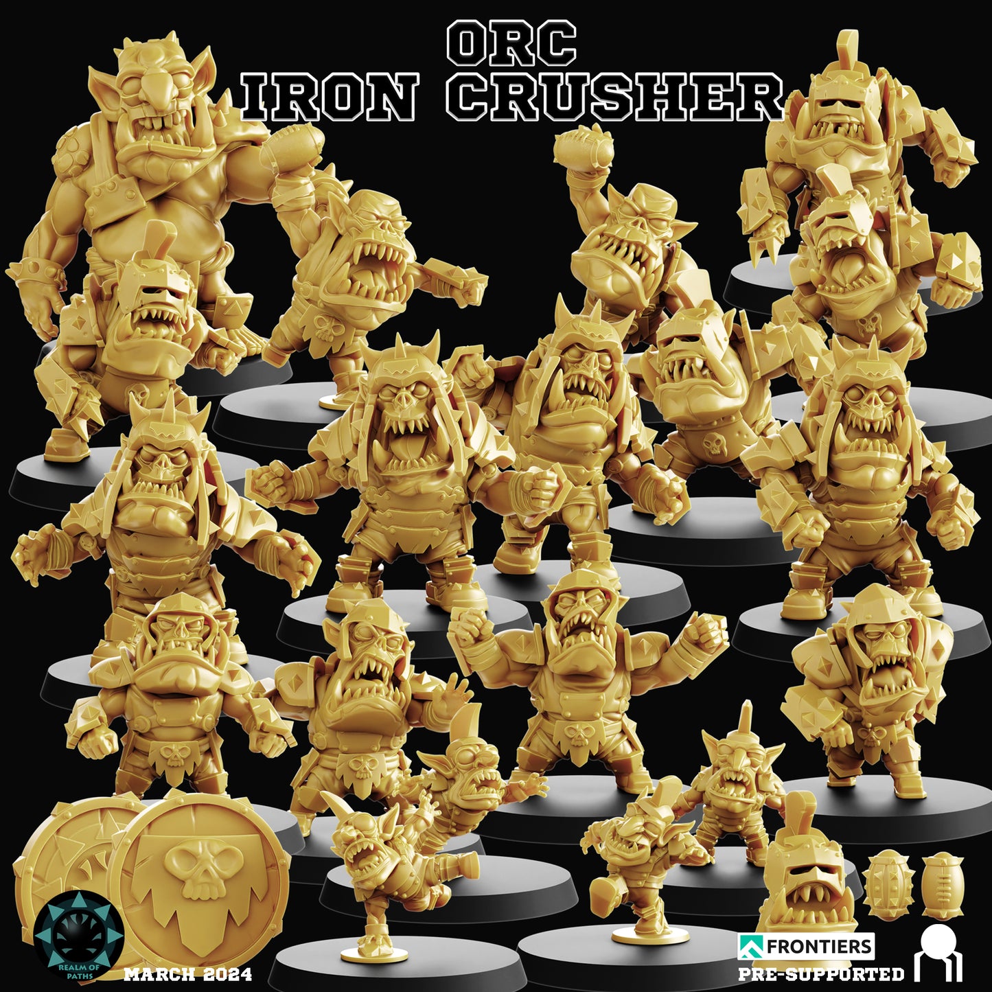 Iron Crusher Orcs Fantasy Football Team 19 High Quality Miniatures Realm of Paths