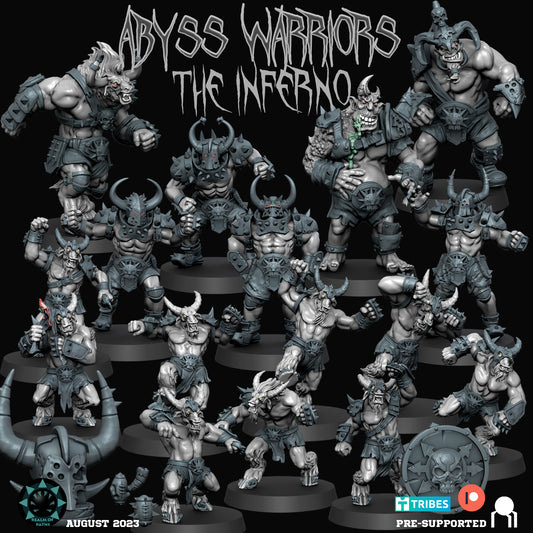 Abyss Warriors The Inferno | 16 Miniatures | Chaos Beastmen Team | Fantasy Football Bowl | Realm of paths