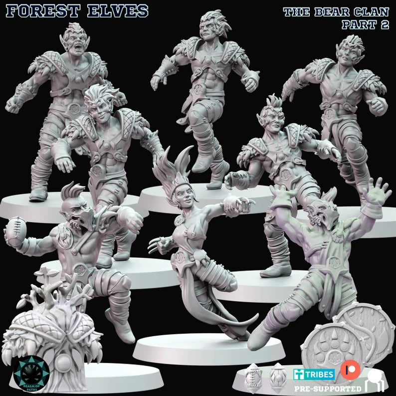The Bear Clan Wood Elves for Fantasy Football Miniature Tabletop Game Realm of paths