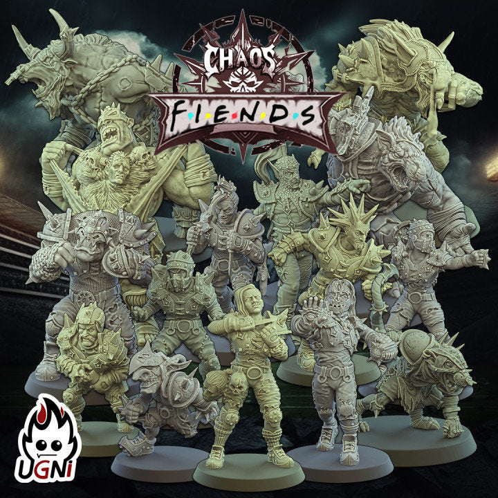 Chaos Renegade Team with Staff and Star Player | Fantasy Football Ugni Miniatures - TheMajorLab