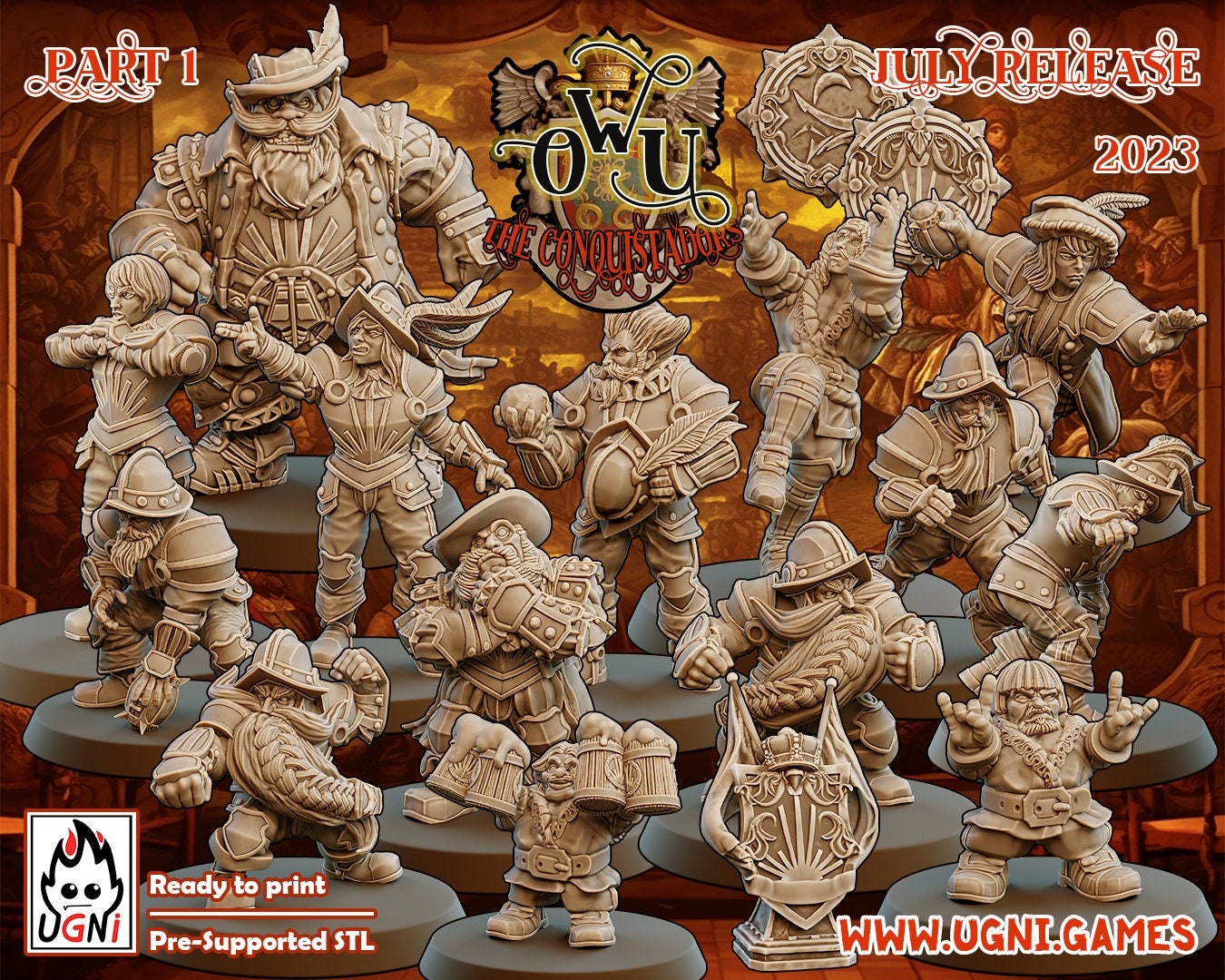 OWA Conquistadors Style - Big Pack Old World Alliance and Human Team | Fantasy Football UGNI Miniatures - TheMajorLab
