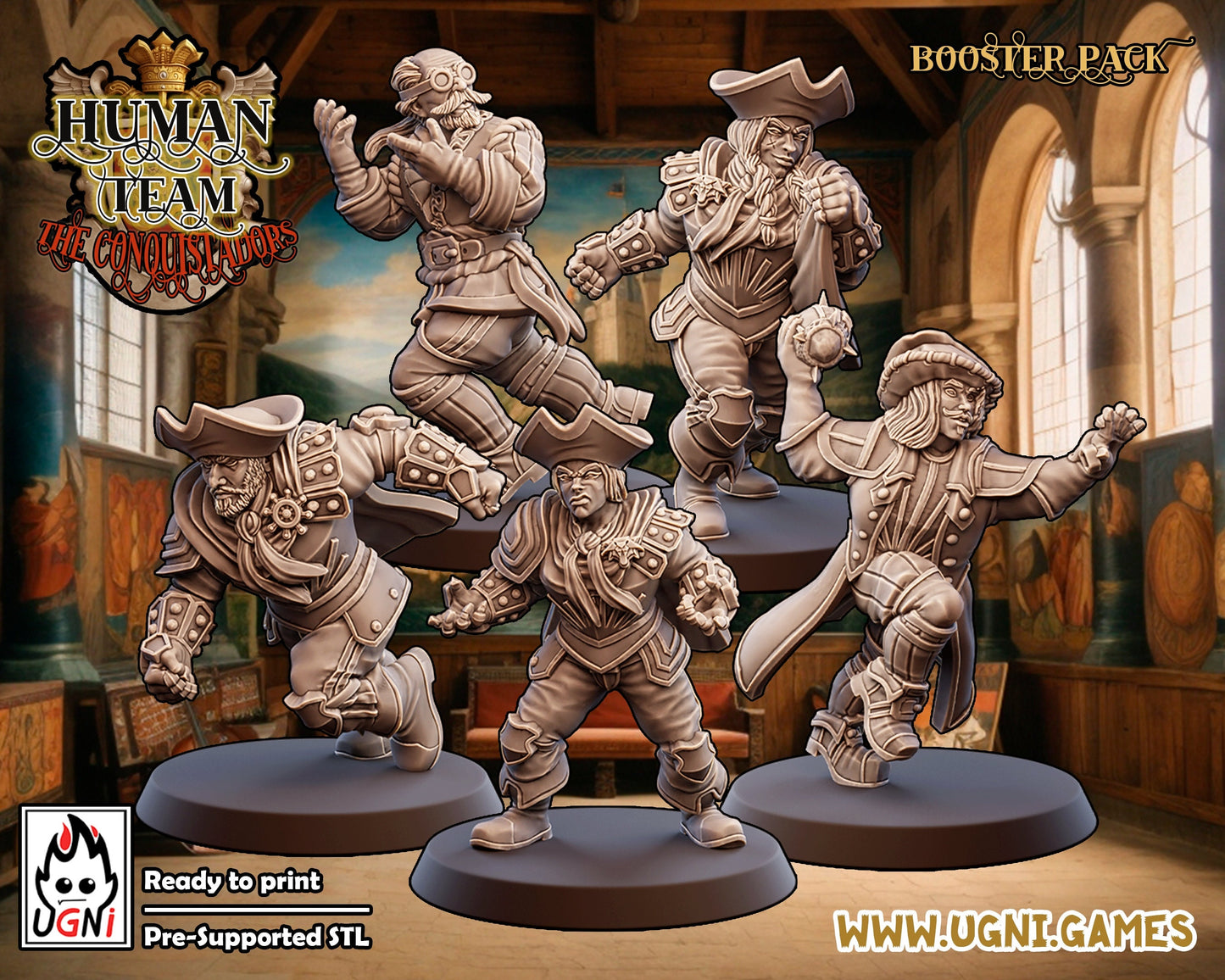 OWA Conquistadors Style - Big Pack Old World Alliance and Human Team | Fantasy Football UGNI Miniatures - TheMajorLab