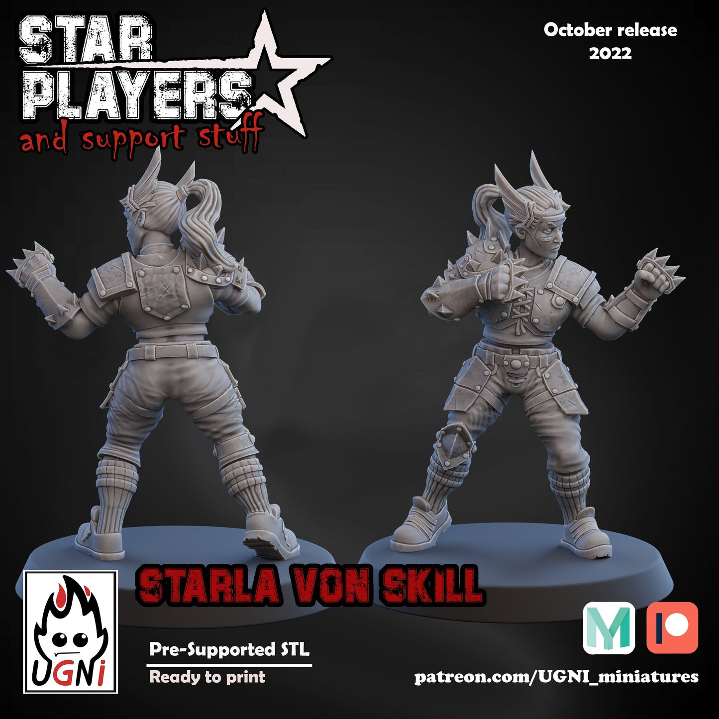 Starla Von Skill | Elf Elves Star Player for Fantasy Football UGNI Miniatures - TheMajorLab
