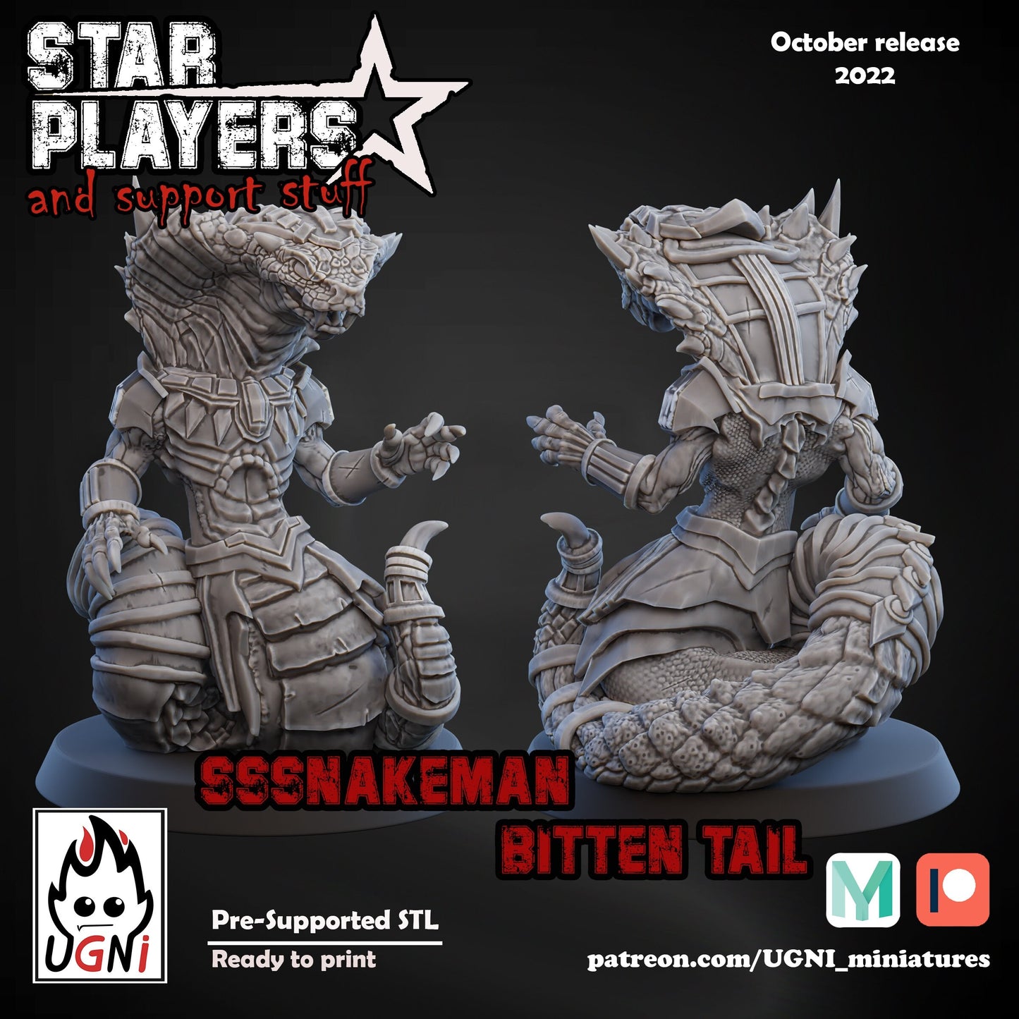 Sssnakeman Bitten Tail Star Player for Fantasy Football UGNI Miniatures - TheMajorLab