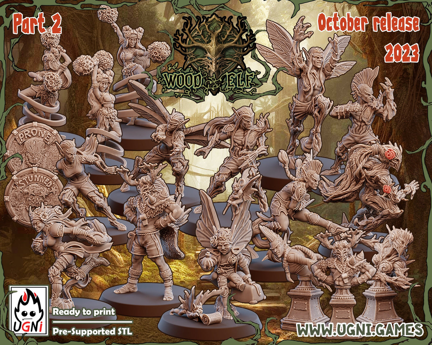 Wood Elves | Full Team | Staff and star players | Fantasy Football UGNI Miniatures - TheMajorLab