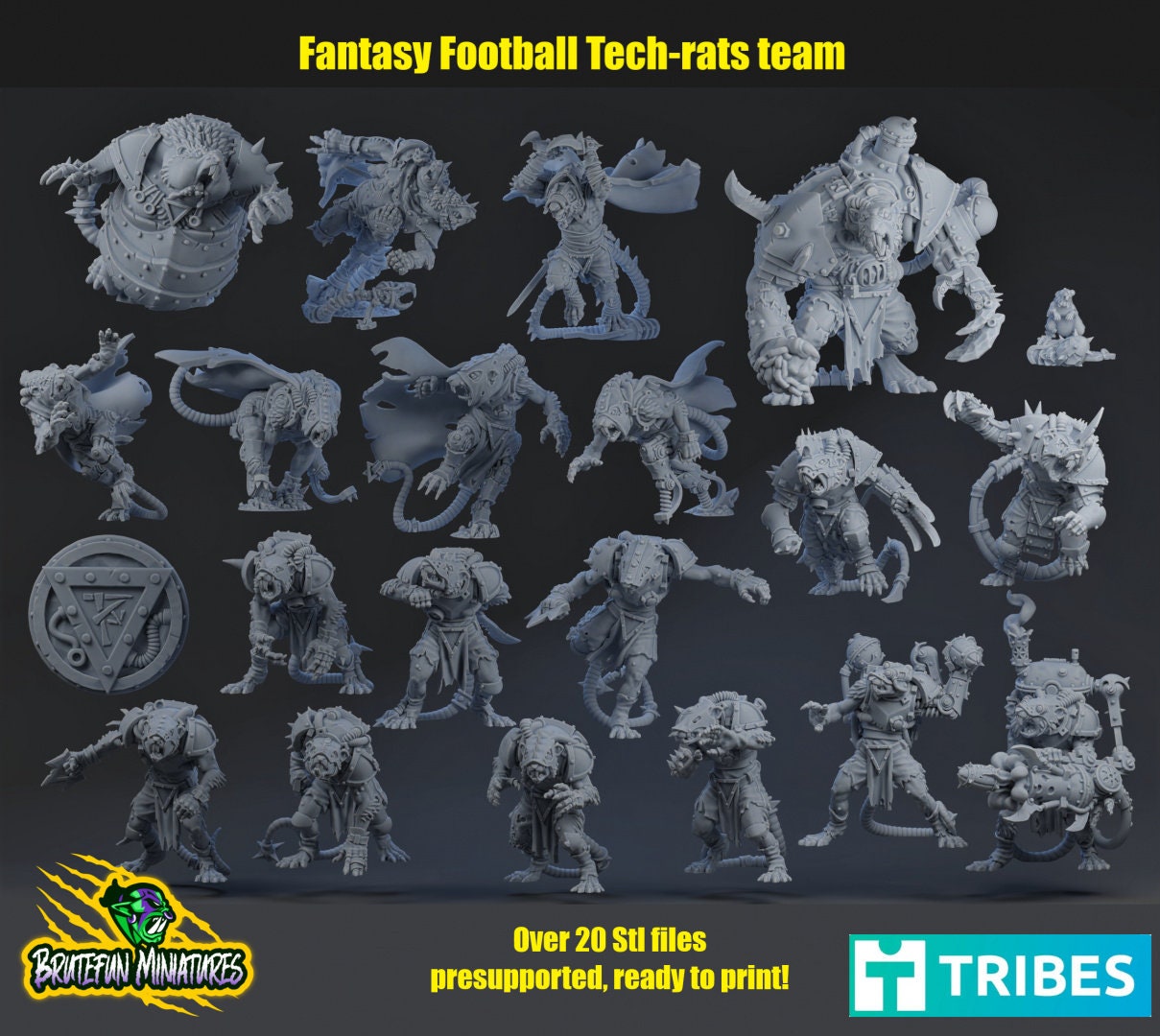Tech-Rats Ratmen Team Fantasy Football miniature tabletop game Brutefun Miniatures
