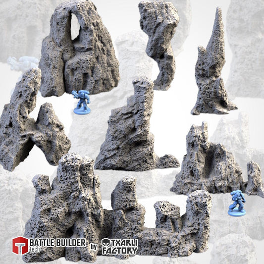 Tabletop Terrain Volcanic Rock for Warhammer Age of Sigmar aos 4th edition 40k Dungeons and Dragons wargame mordheim Txarli Factory - TheMajorLab