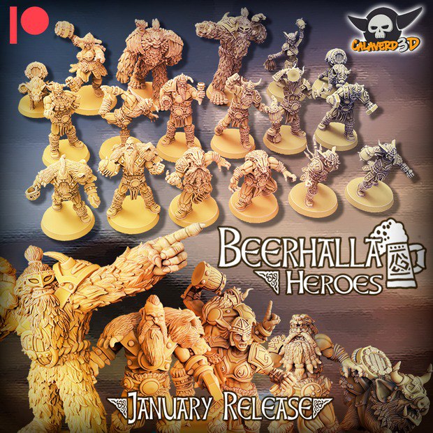 Beerhalla Norsemen Team for Fantasy Football Miniature Tabletop Game Calaverd3D