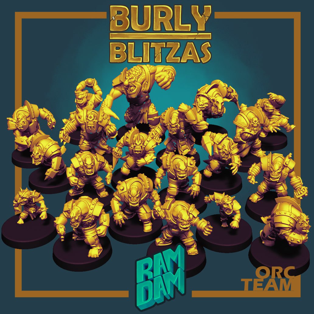Bully Blitzas Orc Team for Fantasy Football Miniature Tabletop Game Ram Dam