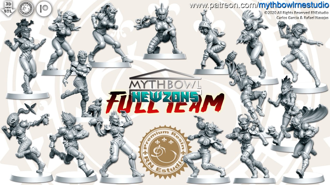 Newzons Amazon Team – High Quality Miniatures for Fantasy Football Game – Mythbowl RN Estudio