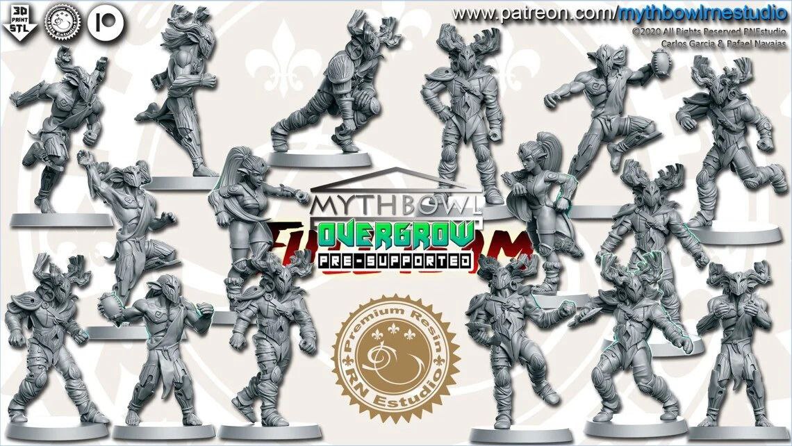 Overgrow Wood Elves Team for Fantasy Football Miniature Tabletop Game Mythbowl RN Estudio