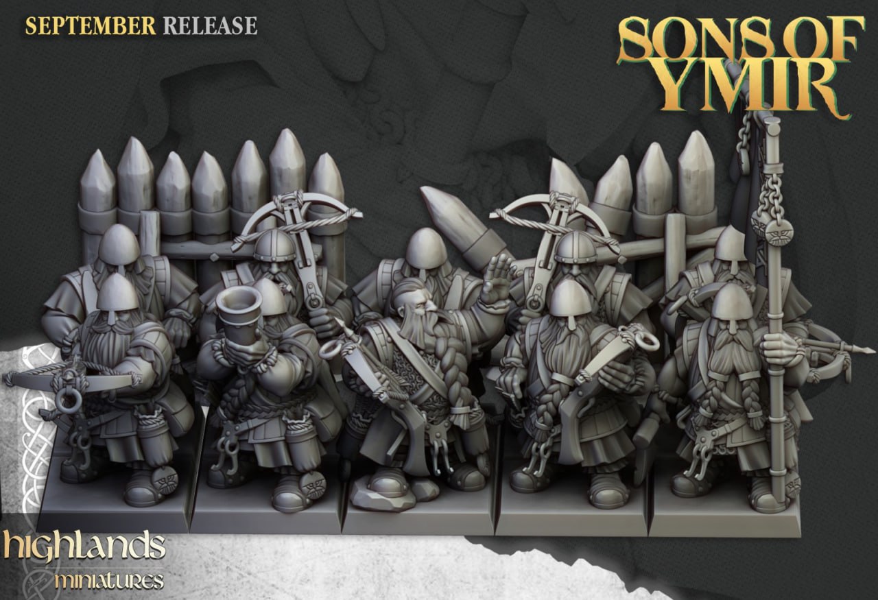 Sons of Ymir – Dwarf Army Set by Highlands Miniatures | Modular Resin Infantry, Cavalry & War Machines for Fantasy Wargames