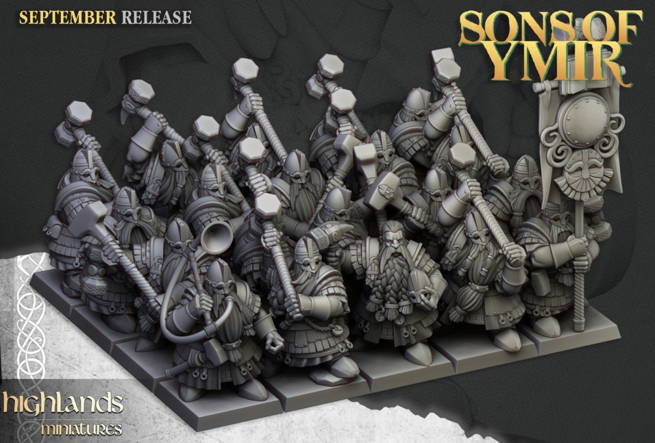 Sons of Ymir – Dwarf Army Set by Highlands Miniatures | Modular Resin Infantry, Cavalry & War Machines for Fantasy Wargames