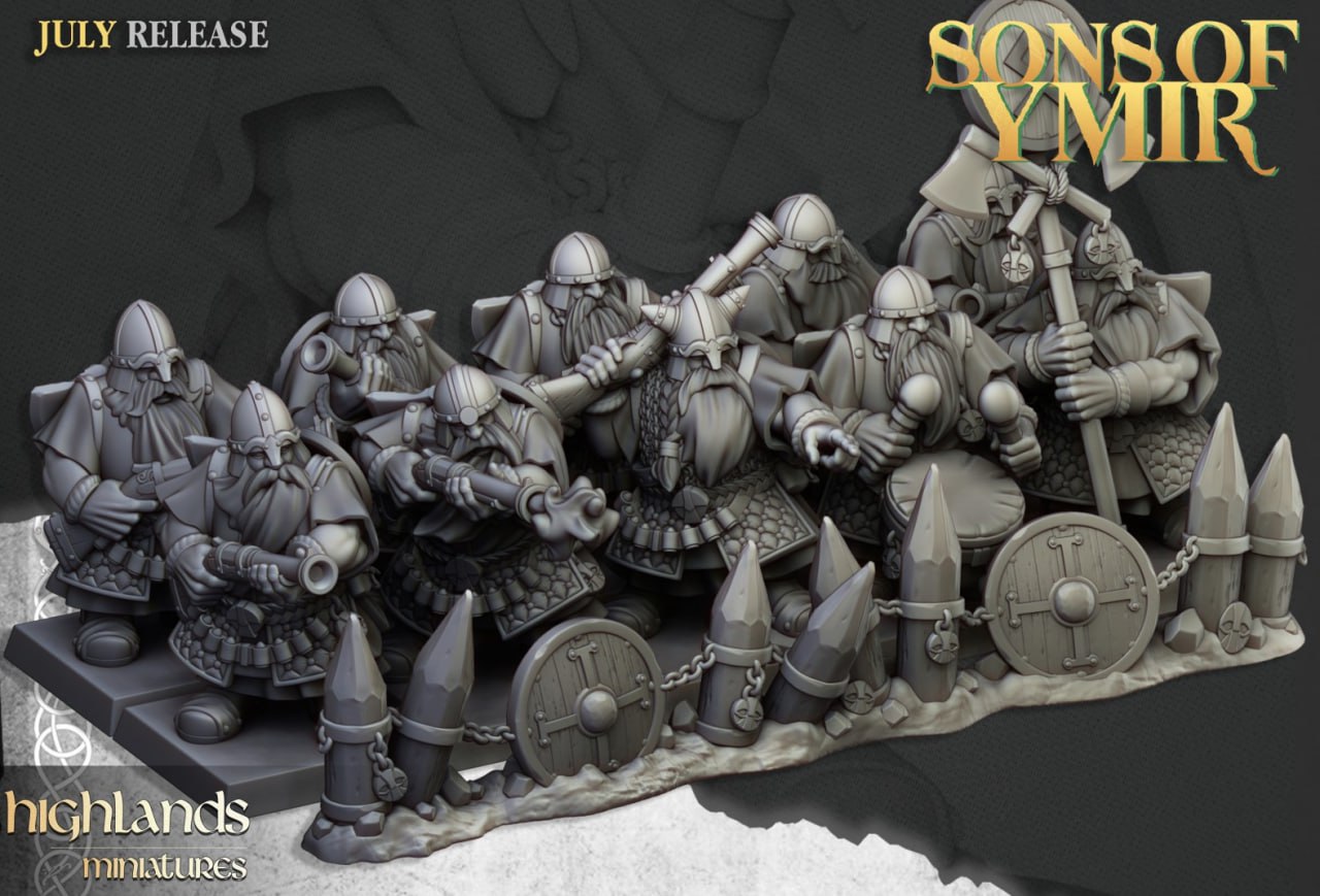 Sons of Ymir – Dwarf Army Set by Highlands Miniatures | Modular Resin Infantry, Cavalry & War Machines for Fantasy Wargames