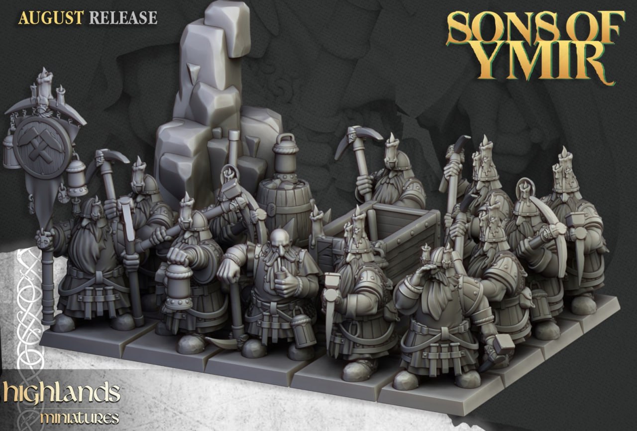 Sons of Ymir – Dwarf Army Set by Highlands Miniatures | Modular Resin Infantry, Cavalry & War Machines for Fantasy Wargames