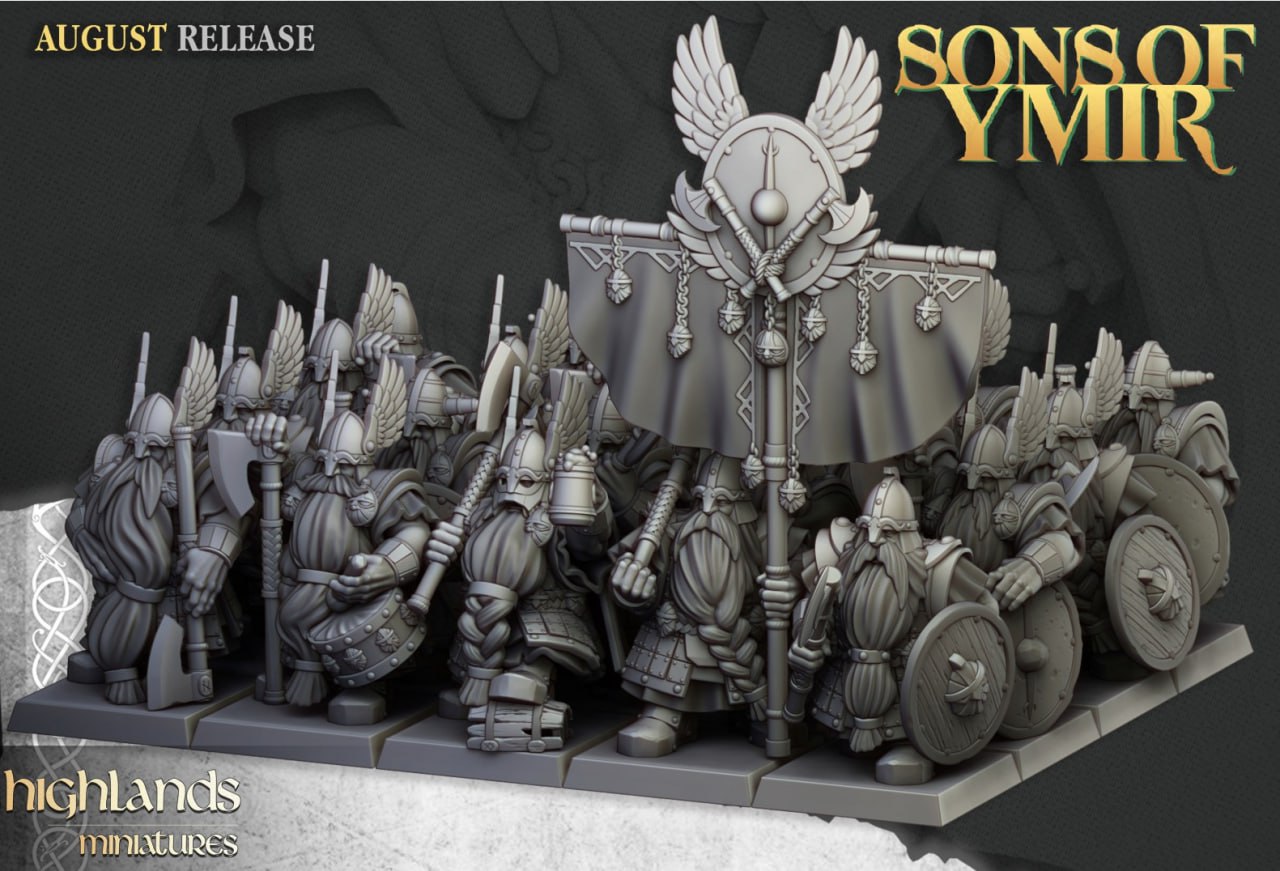 Sons of Ymir – Dwarf Army Set by Highlands Miniatures | Modular Resin Infantry, Cavalry & War Machines for Fantasy Wargames