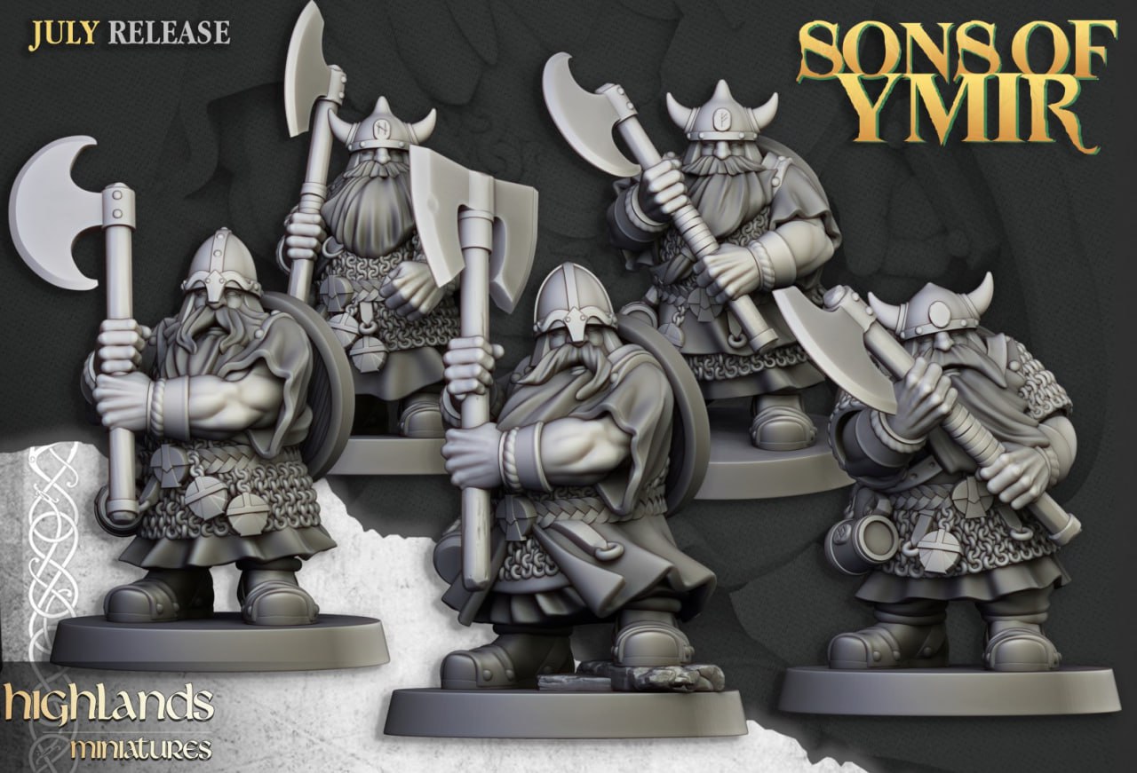 Sons of Ymir – Dwarf Army Set by Highlands Miniatures | Modular Resin Infantry, Cavalry & War Machines for Fantasy Wargames