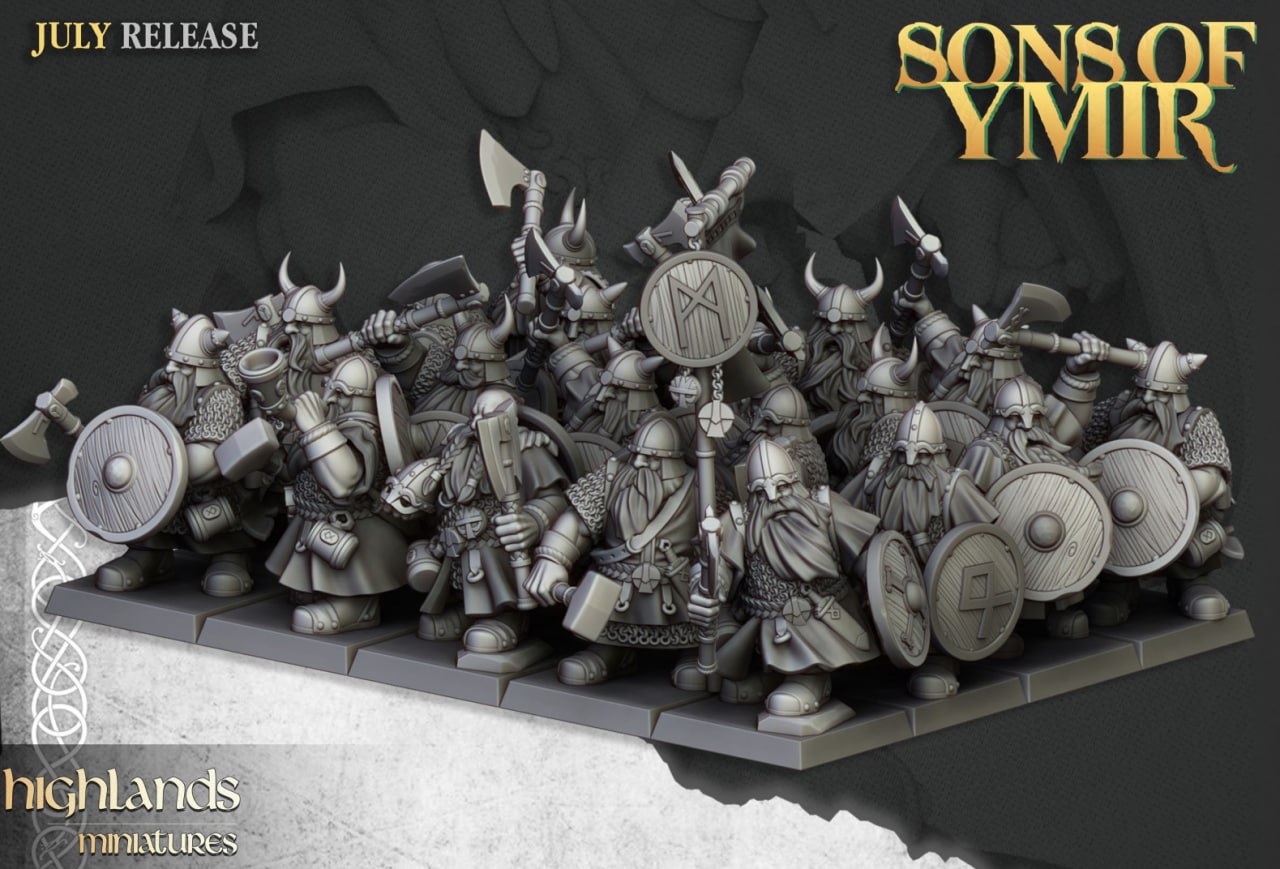 Sons of Ymir – Dwarf Army Set by Highlands Miniatures | Modular Resin Infantry, Cavalry & War Machines for Fantasy Wargames