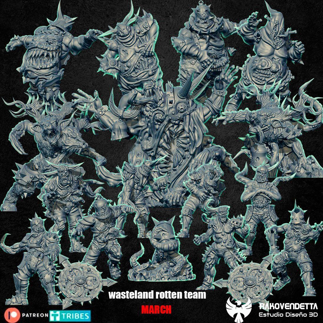 Wasteland rotten plague chaos team for fantasy football miniature tabletop game Rakovendetta