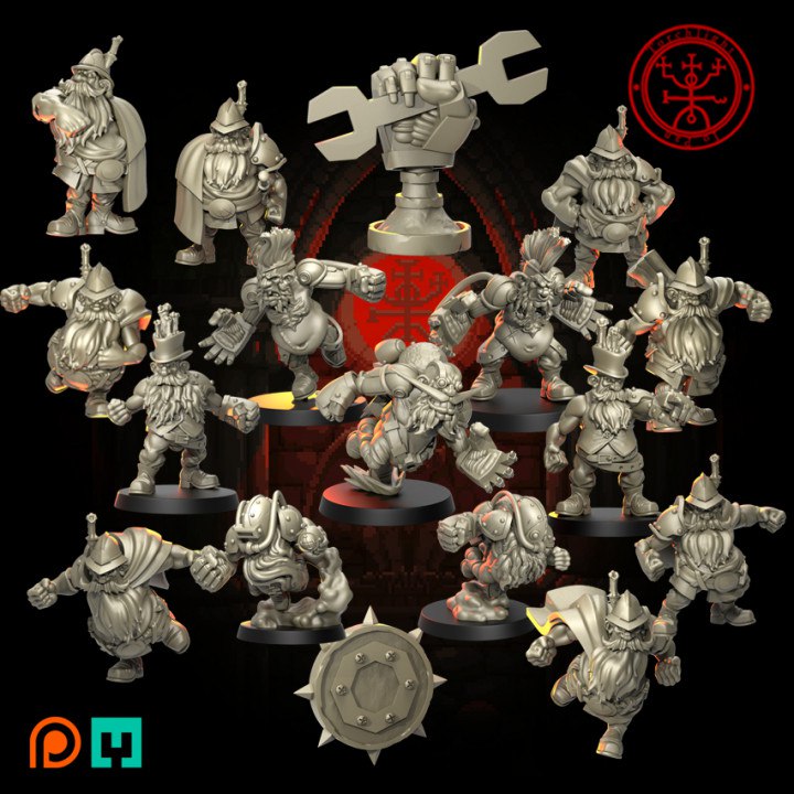 The Sewer Guard Dwarf Team for Fantasy Football Miniature Tabletop Game Torchlight Models
