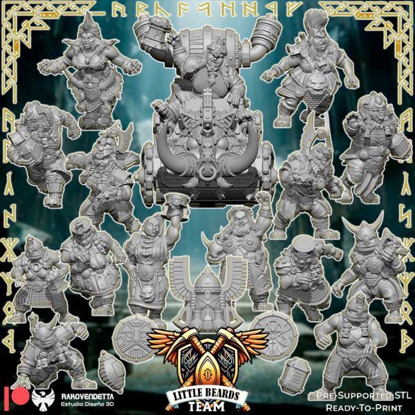 Little Beards Dwarf Team for Fantasy Football Miniature Tabletop Game Rakovendetta
