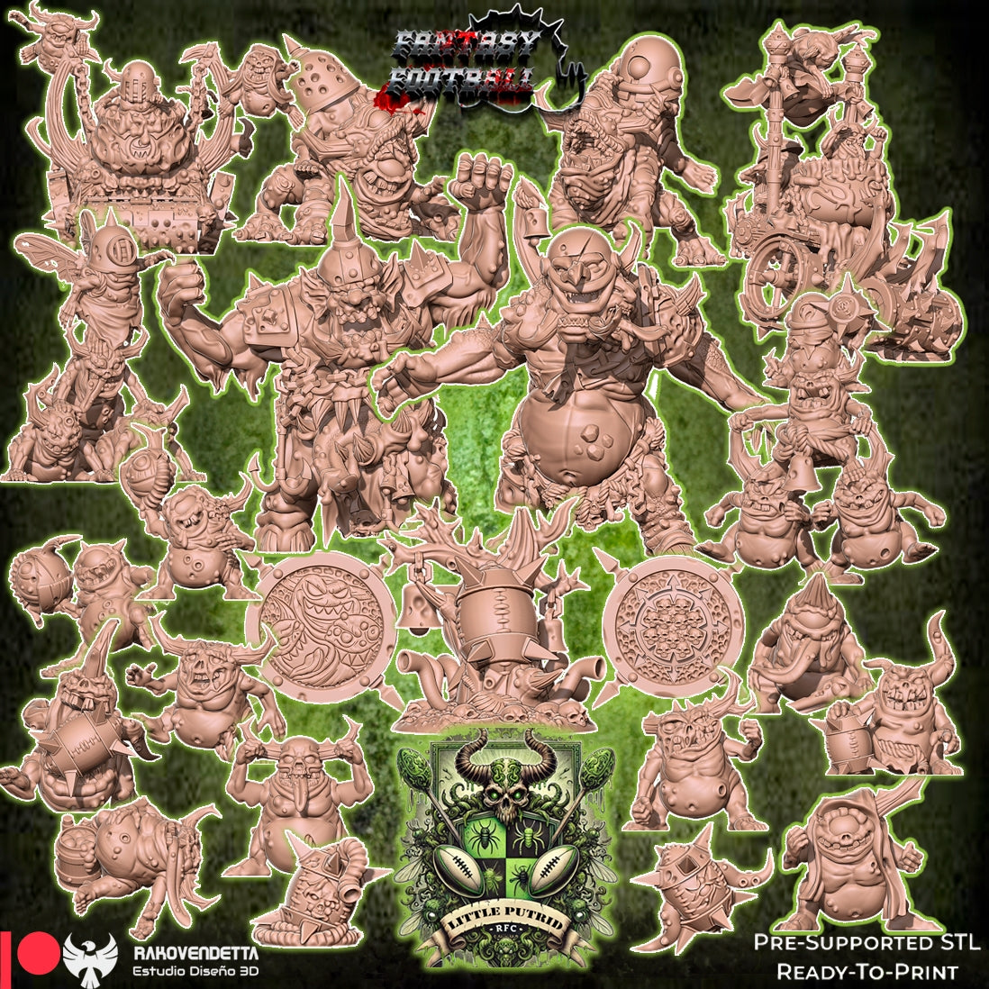 Little Putrids Snotlings Team Blood Bowl Fantasy Football Team 18 High Quality Miniatures Rakovendetta