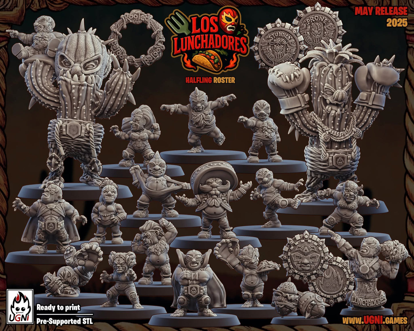 Lunchadores – Halfling Blood Fantasy Football Bowl Team (16 Miniatures, High Quality Resin, UGNI Miniatures)