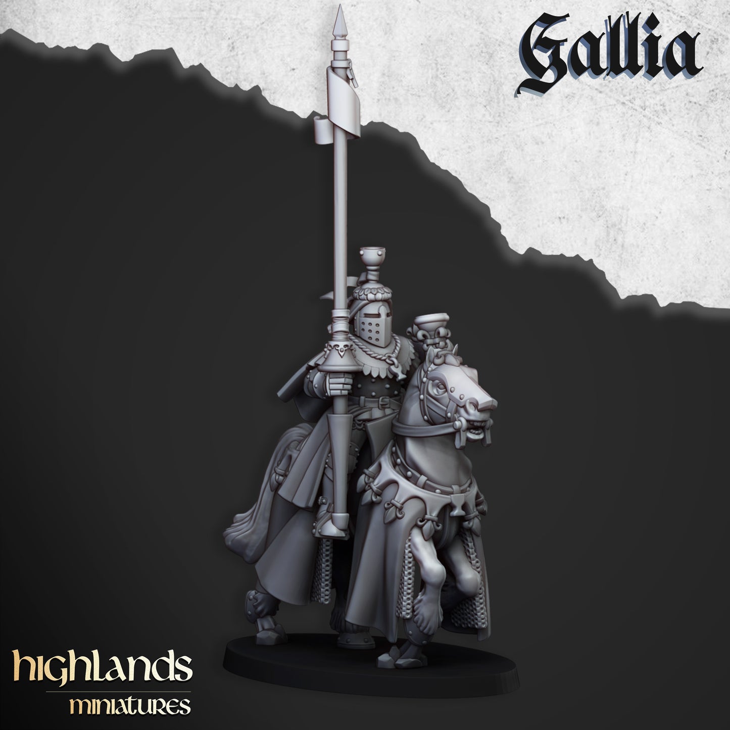 Royal Knights of Gallia – Bretonnian-Style Cavalry Miniatures by Highlands Miniatures | 3D Printed for Fantasy Battles & Skirmish Wargames