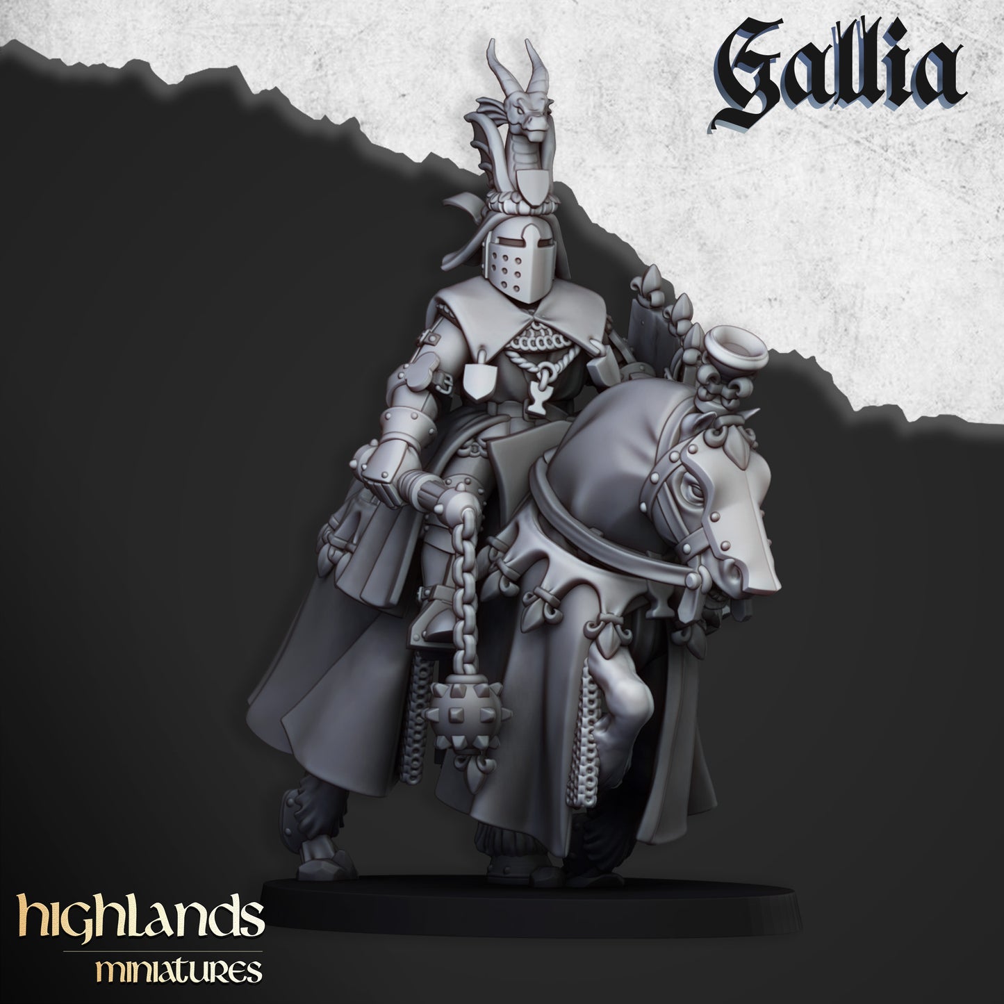 Royal Knights of Gallia – Bretonnian-Style Cavalry Miniatures by Highlands Miniatures | 3D Printed for Fantasy Battles & Skirmish Wargames