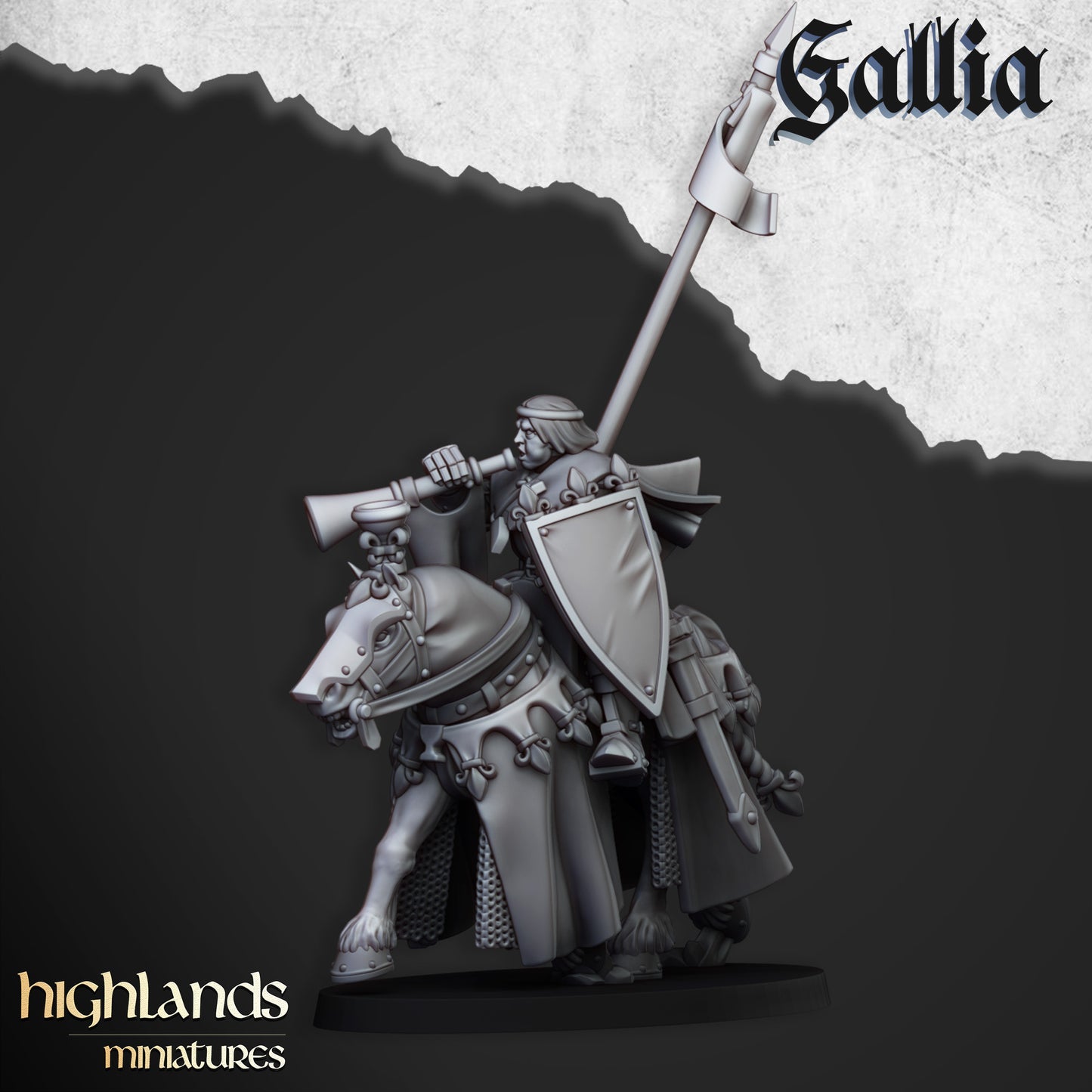 Royal Knights of Gallia – Bretonnian-Style Cavalry Miniatures by Highlands Miniatures | 3D Printed for Fantasy Battles & Skirmish Wargames