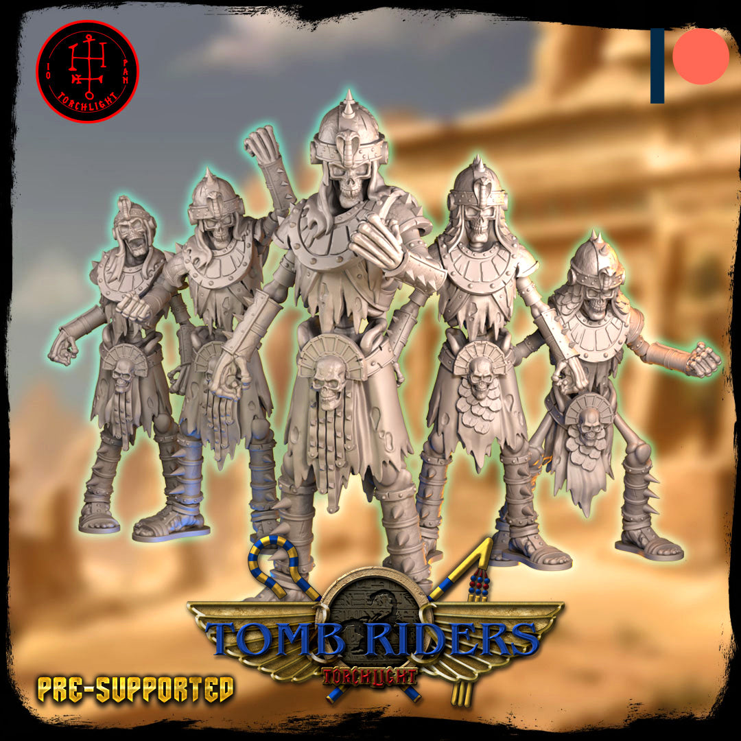 Tomb Riders Team - 13 High-Quality 3D Print Khemri Undead Tomb Kings Miniatures | Blood Fantasy Football Bowl | Torchlight Models