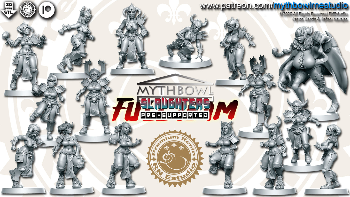 Slaughters Team - 16 High-Quality 3D Print Khorne Miniatures | Blood Fantasy Football Bowl | Mythbowl RN Estudio