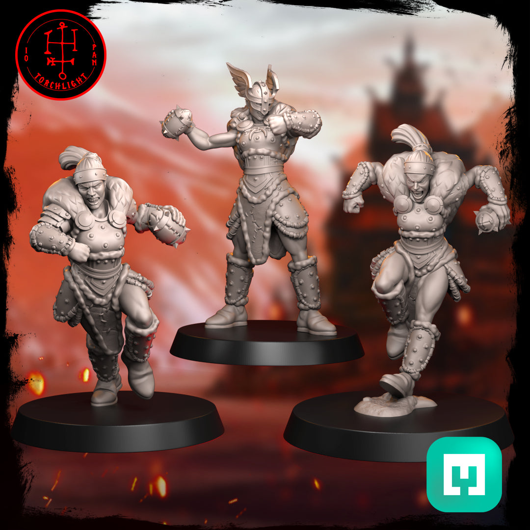 The Field Maidens Amazon Team - 15 High-Quality 3D Print Miniatures | Blood Fantasy Football Bowl | Torchlight Models