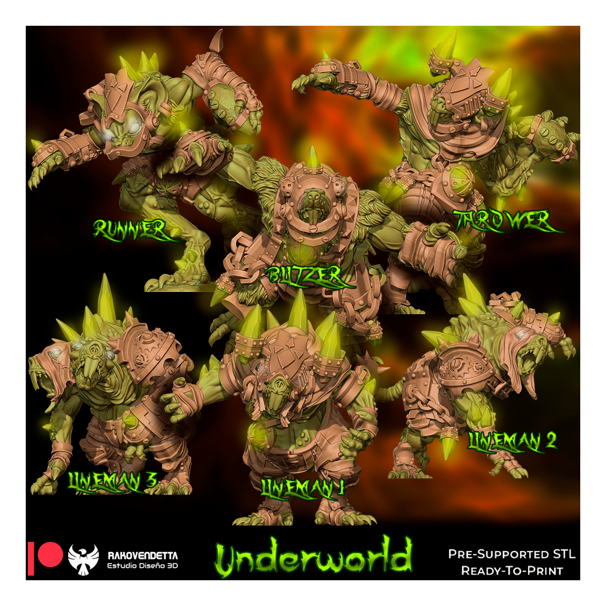 Underworld Team Blood Fantasy Football Bowl 20 high Quality Miniatures Rakovendetta