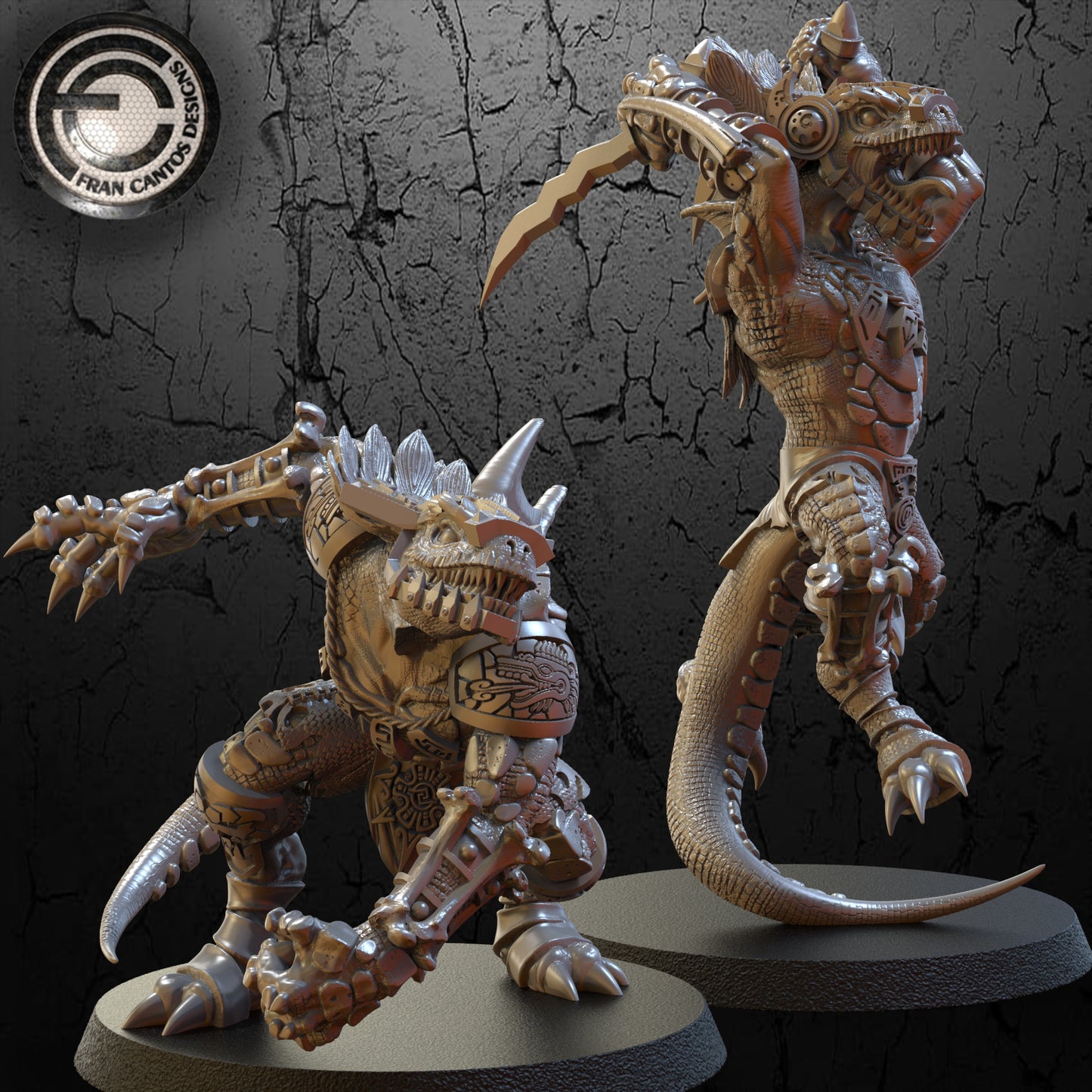 DRYBB AND DROOL Lizard Star Players | Lizard Team | Fran Cantos Designs | 32mm Fantasy Football Miniatures | Resin Duo with Bases