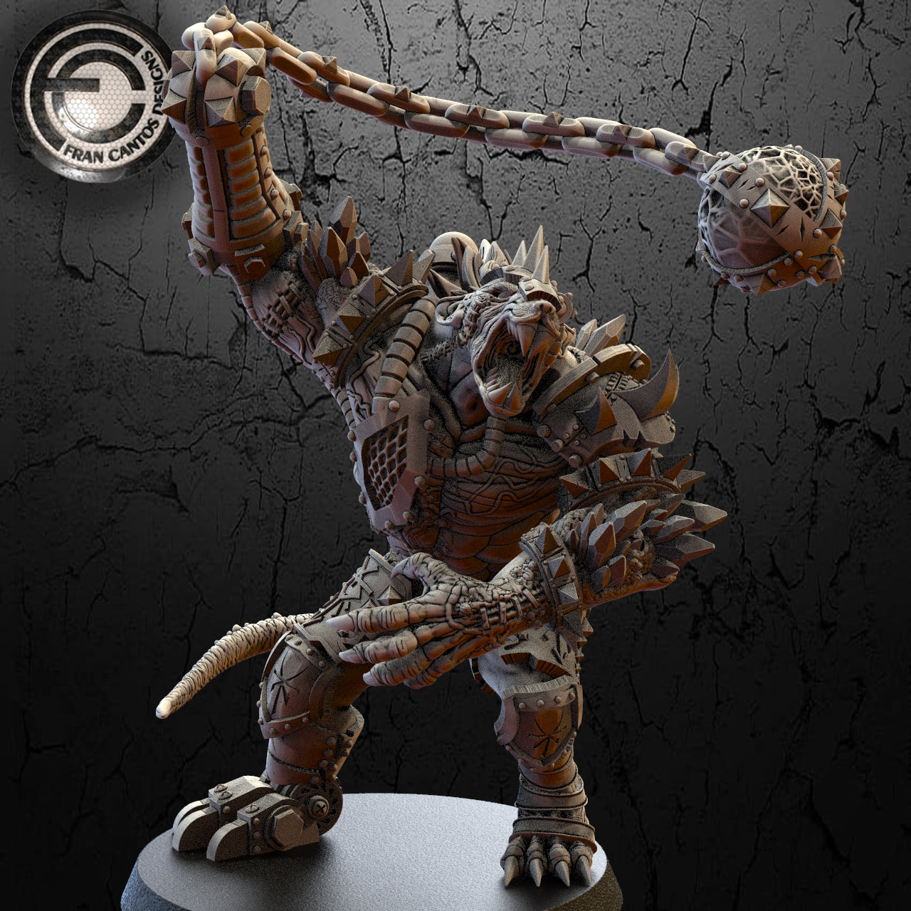 KEEREK RAT-OGRE Star Player | Fran Cantos Designs | Fantasy Football Miniature | Skaven Resin Rat Ogre with Chain Ball
