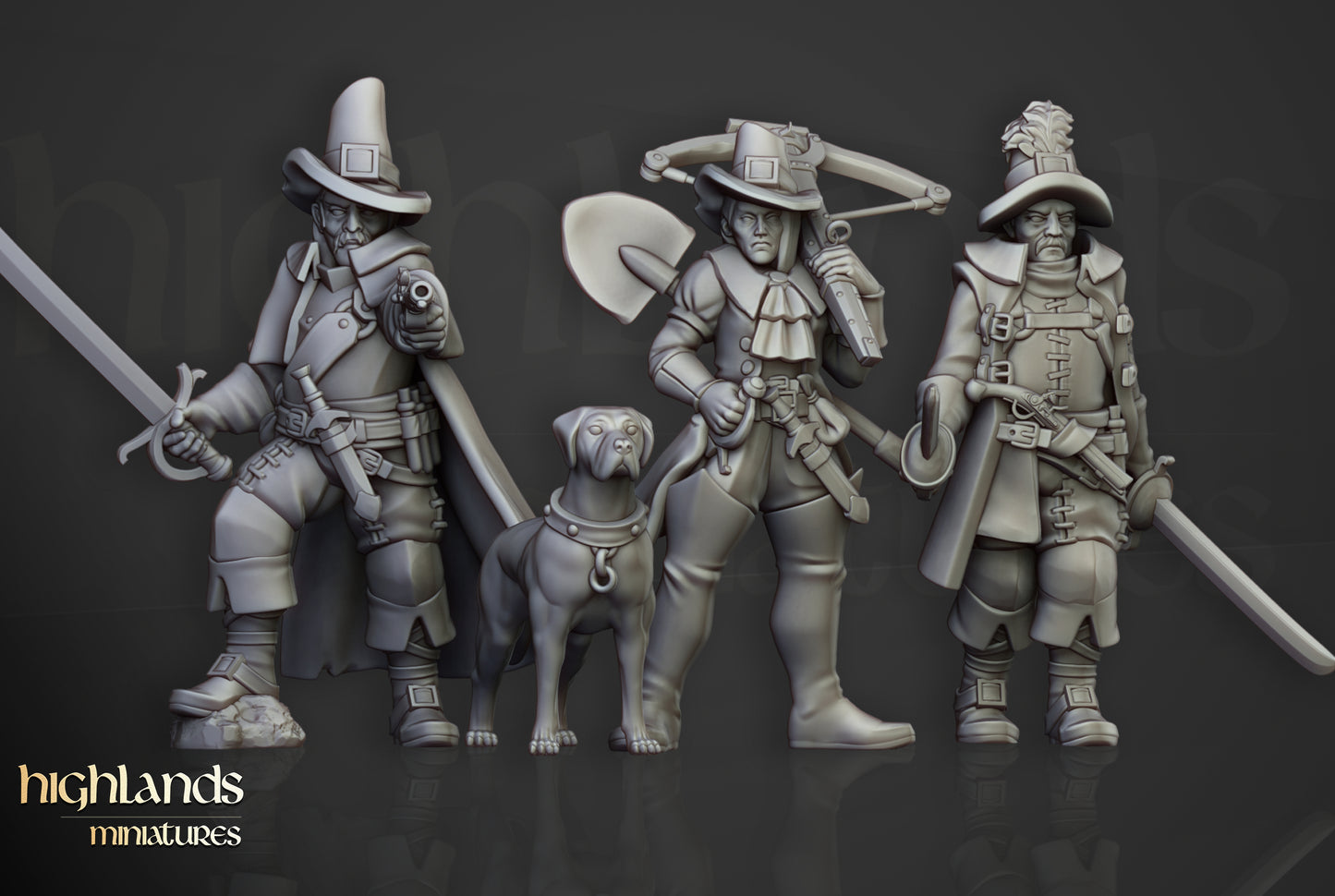 Inquisitorial Band – Human Mordheim Warband Miniatures by Highlands Miniatures | 3D Printed for Skirmish & Fantasy Wargames
