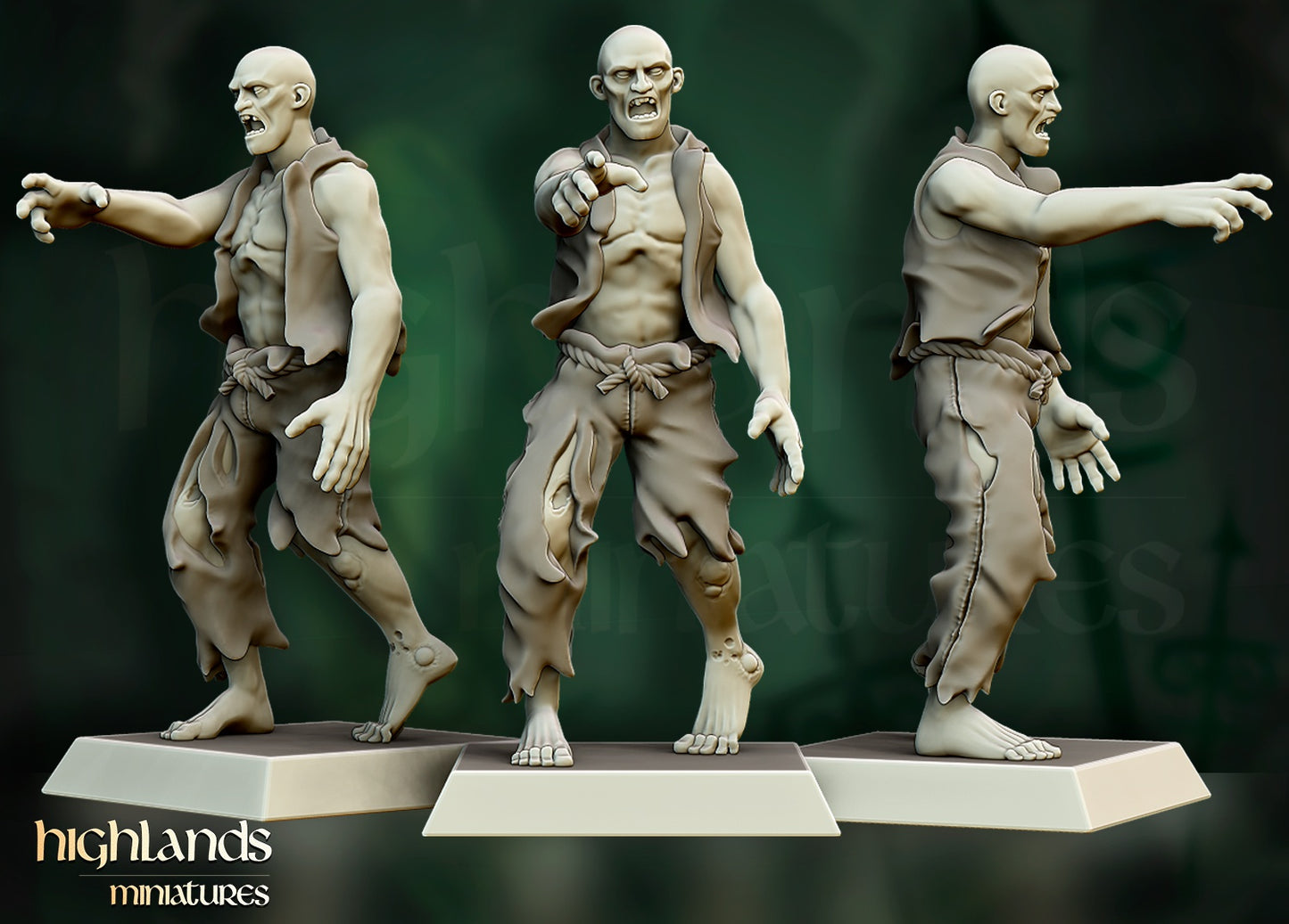 Zombie Warriors – Vampire Undead Army by Highlands Miniatures | Resin Undead Miniatures for Fantasy Wargames