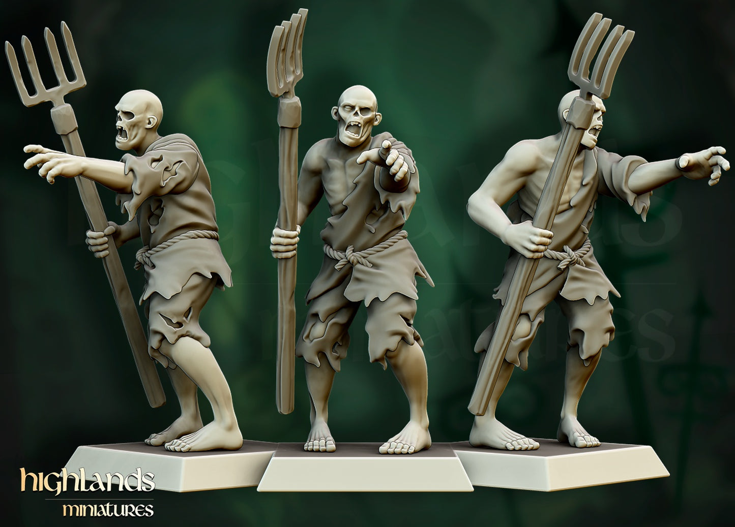 Zombie Warriors – Vampire Undead Army by Highlands Miniatures | Resin Undead Miniatures for Fantasy Wargames