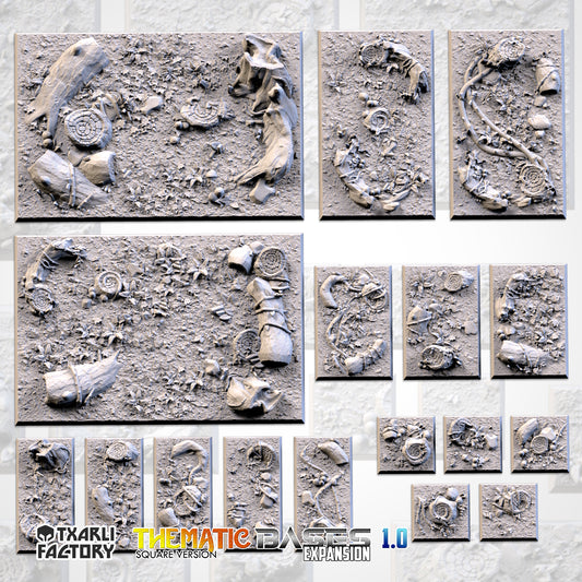 Forest Textured Square Bases for Miniatures – Txarli Factory Thematic Designs – Multiple Sizes & Themes