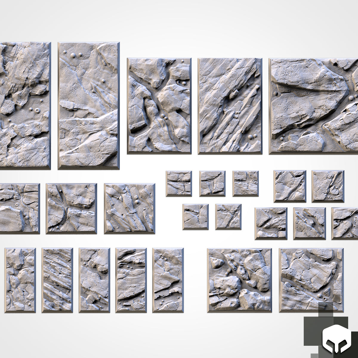 Volcanic Textured Square Bases for Miniatures – Txarli Factory Thematic Designs – Multiple Sizes & Themes